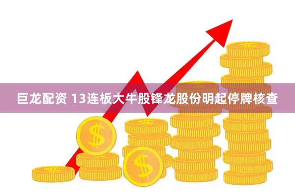 巨龙配资 13连板大牛股锋龙股份明起停牌核查